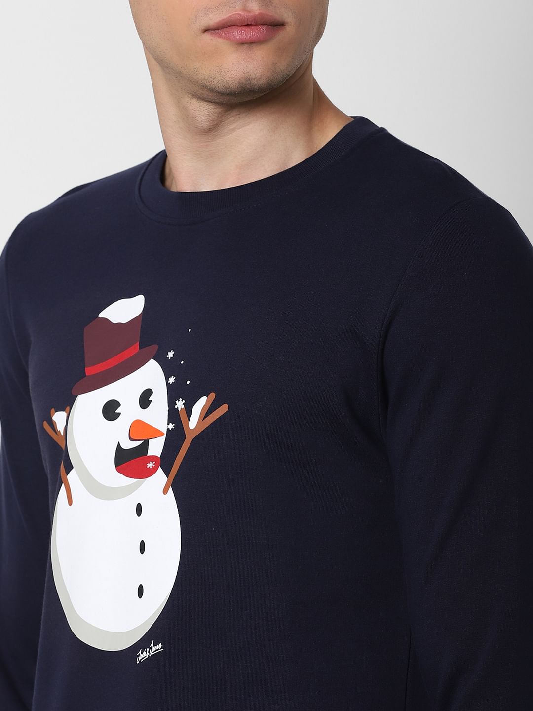 Navy Blue Snowman Graphic Sweatshirt