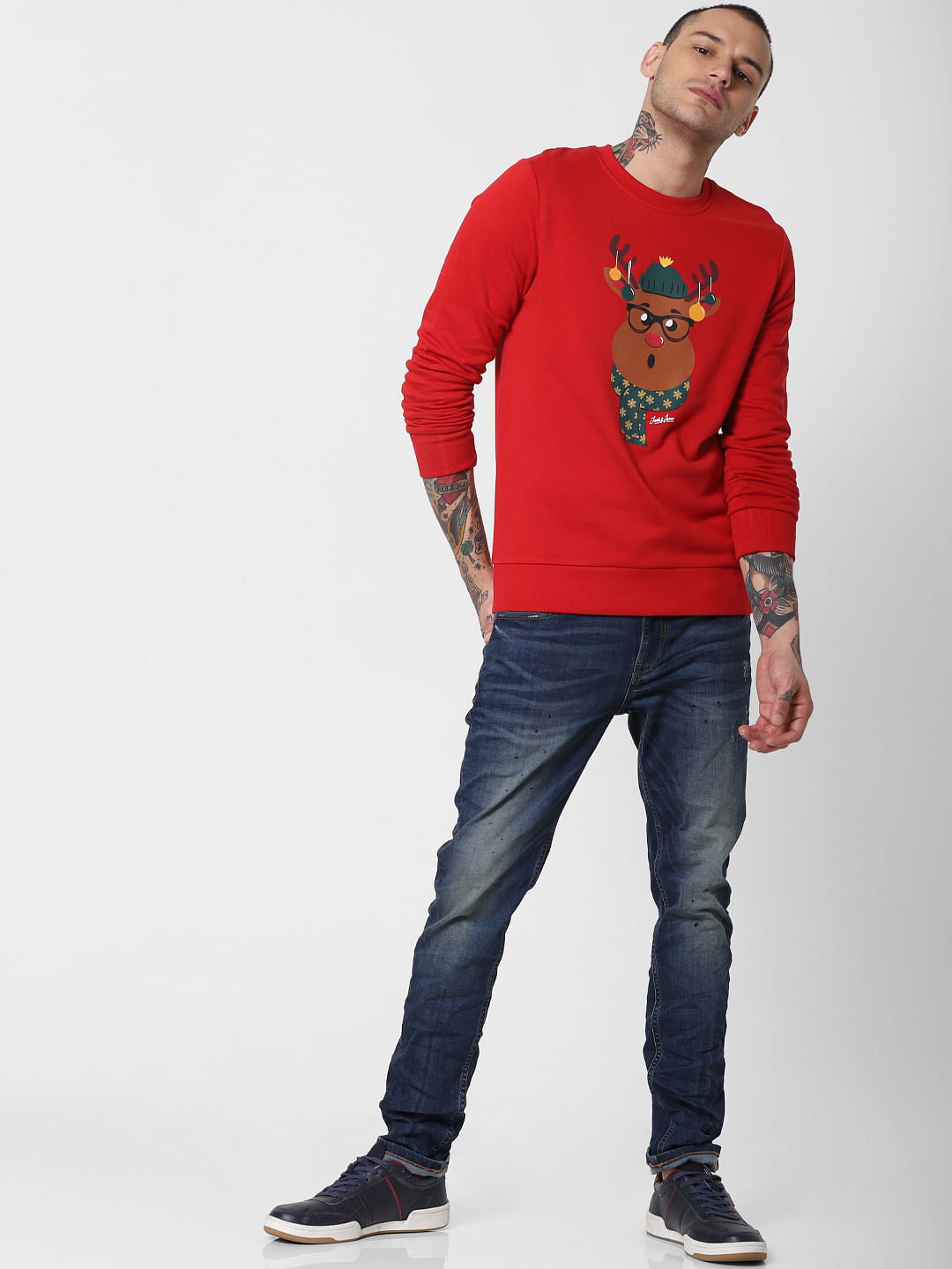 Red Reindeer Graphic Sweatshirt