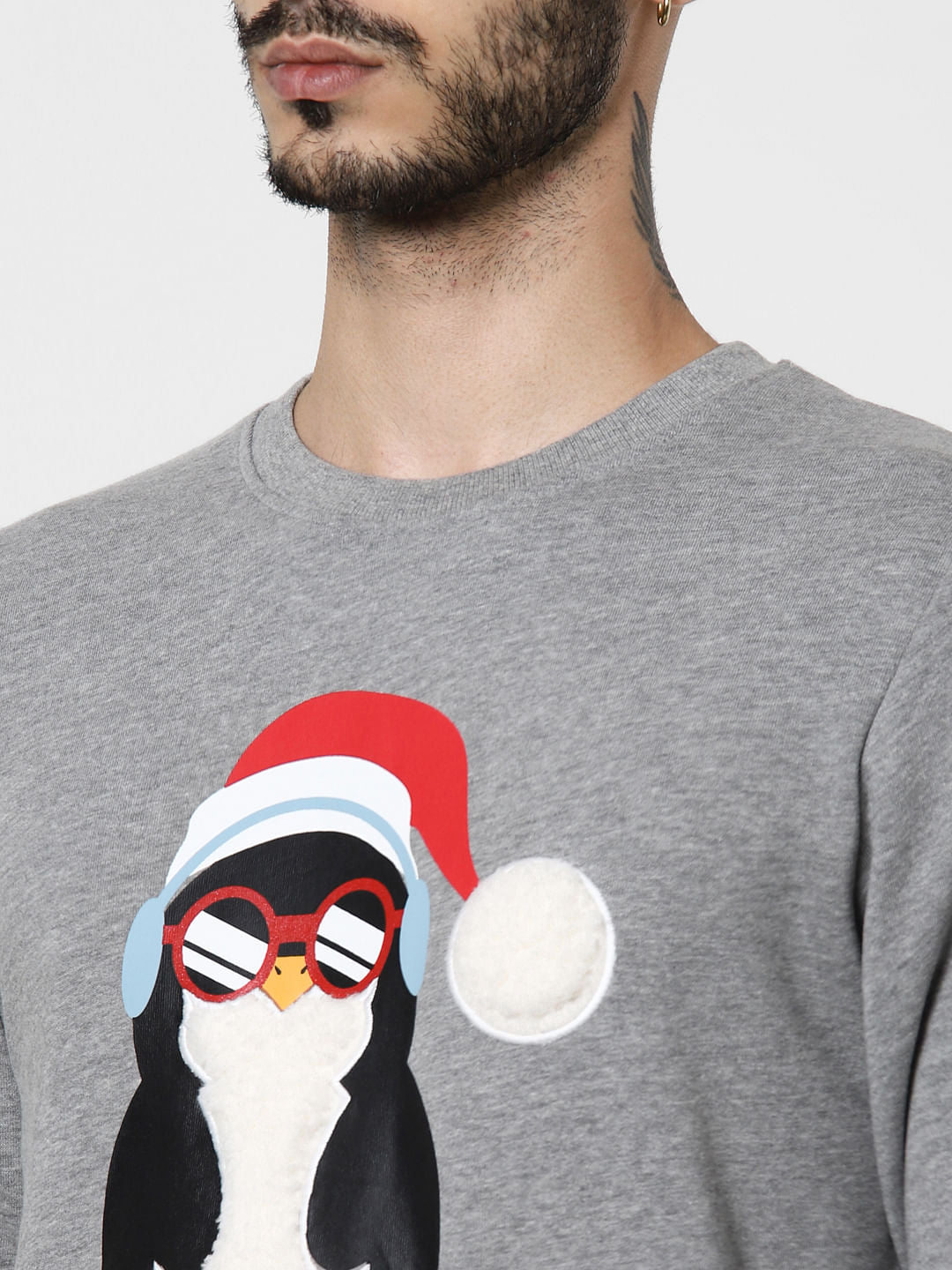Grey Penguin Graphic Sweatshirt