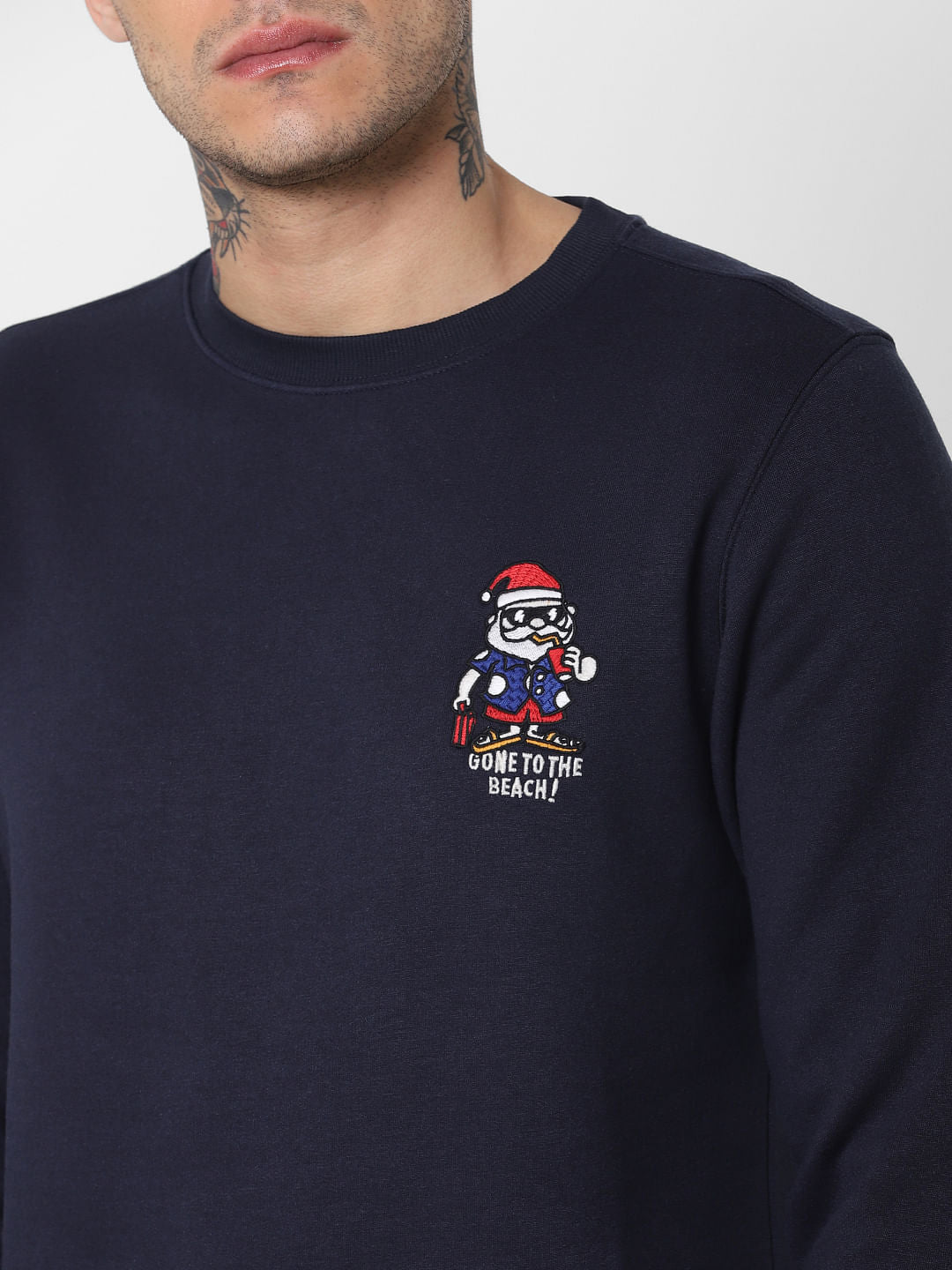 Navy Blue Graphic Print Sweatshirt