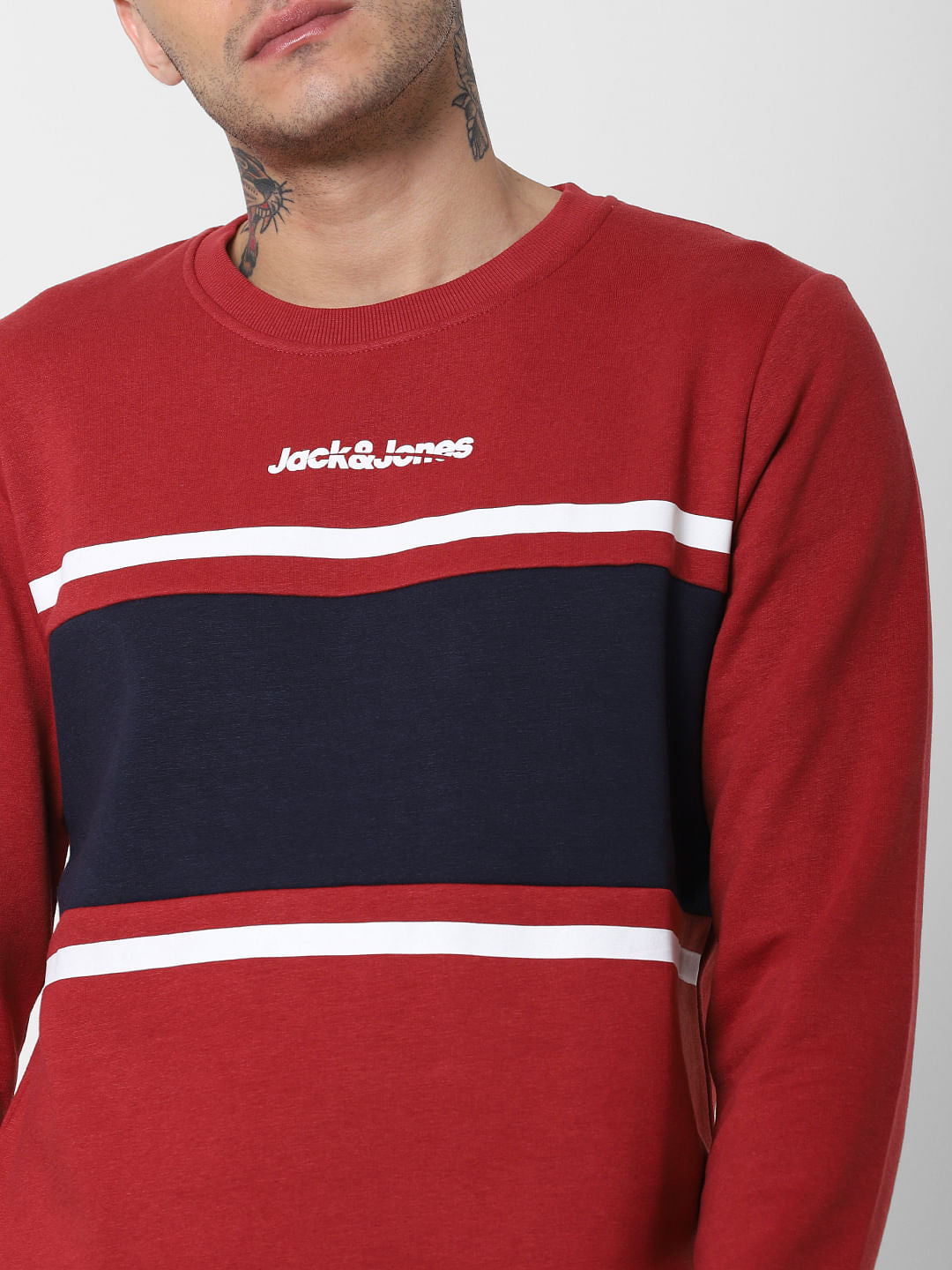 Red Colourblocked Sweatshirt