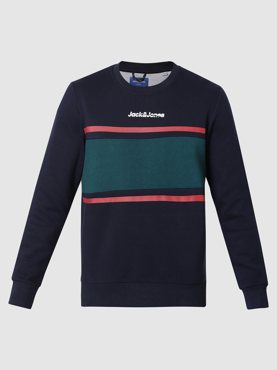 Navy Blue Colourblocked Sweatshirt