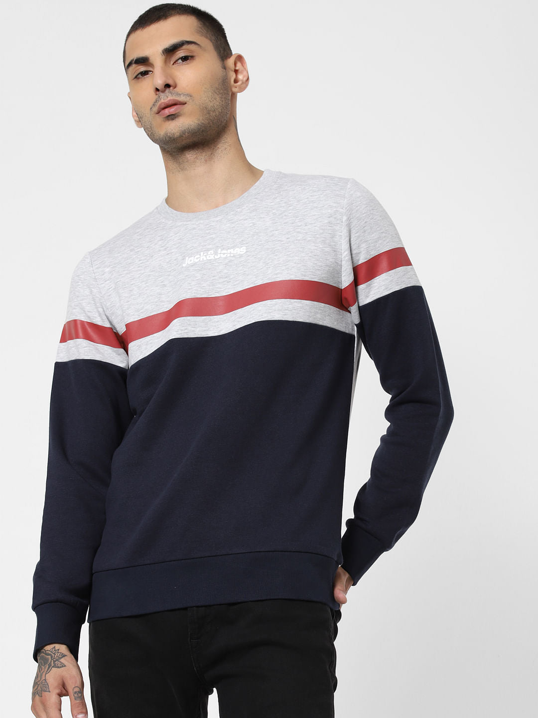 Light Grey Colourblocked Sweatshirt