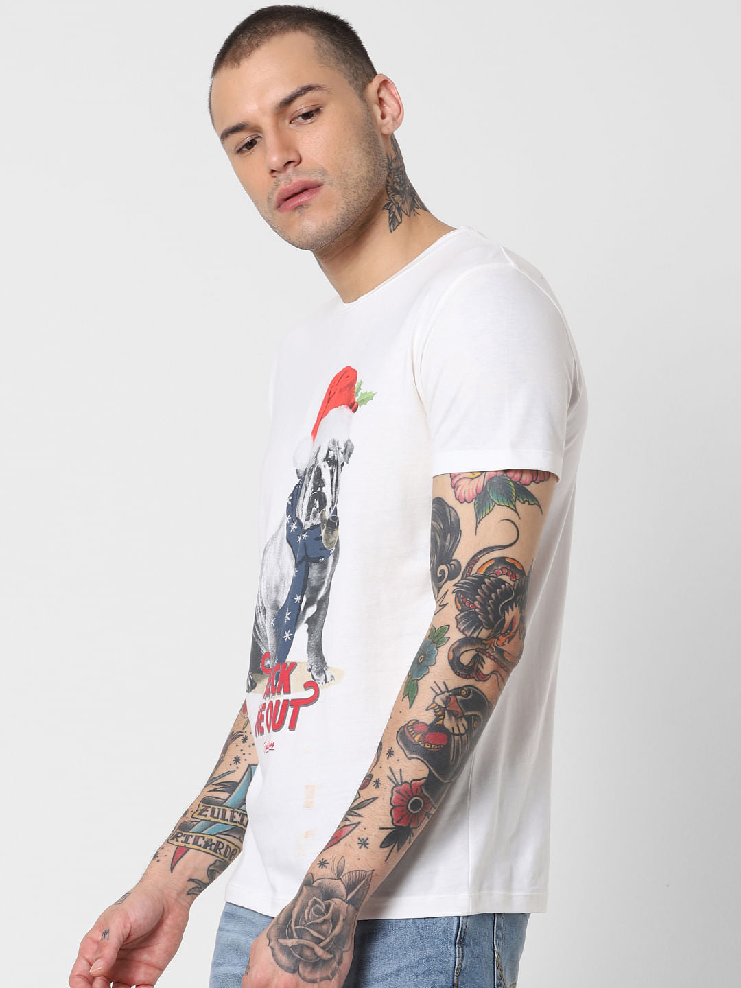 White Dog Graphic Crew Neck T-Shirt