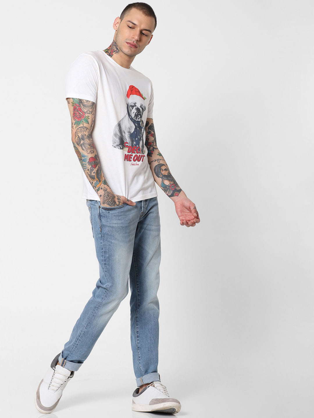 White Dog Graphic Crew Neck T-Shirt