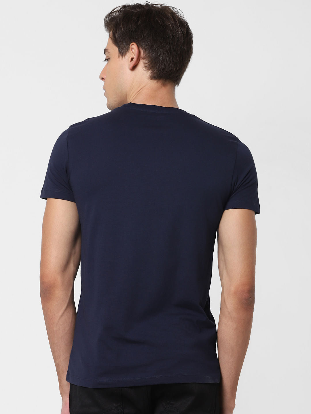 Navy Blue Graphic Print Crew Neck T-Shirt