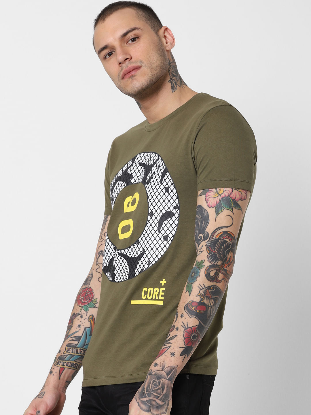 Green Graphic Print Crew Neck T-Shirt