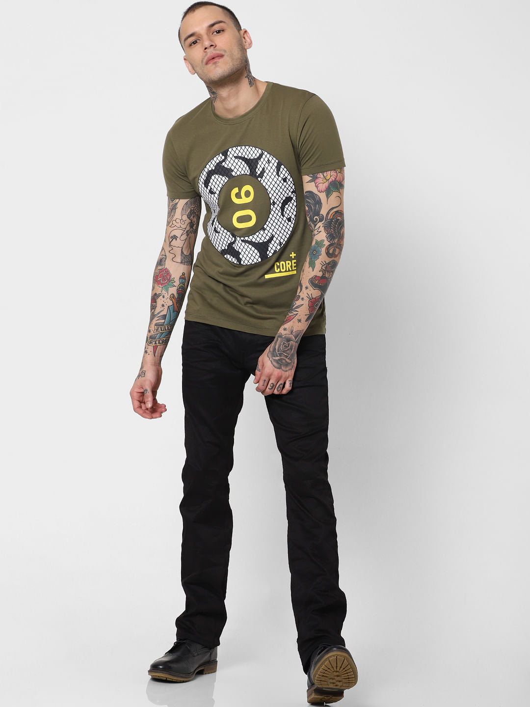 Green Graphic Print Crew Neck T-Shirt