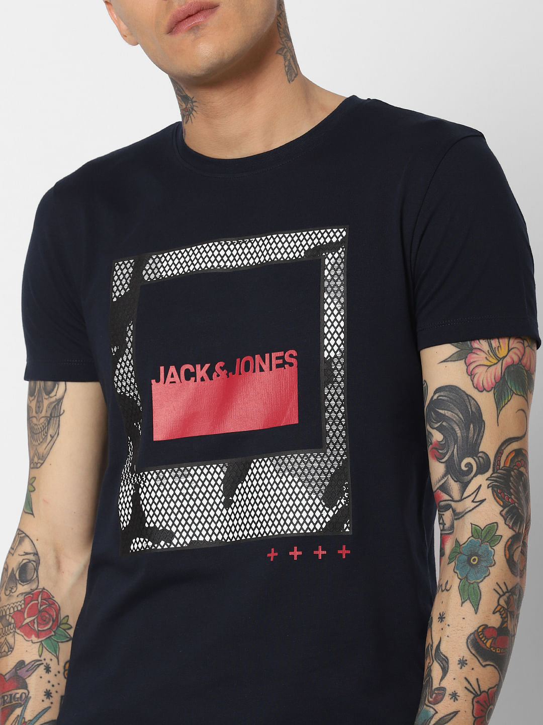 Black Graphic Print Crew Neck T-Shirt