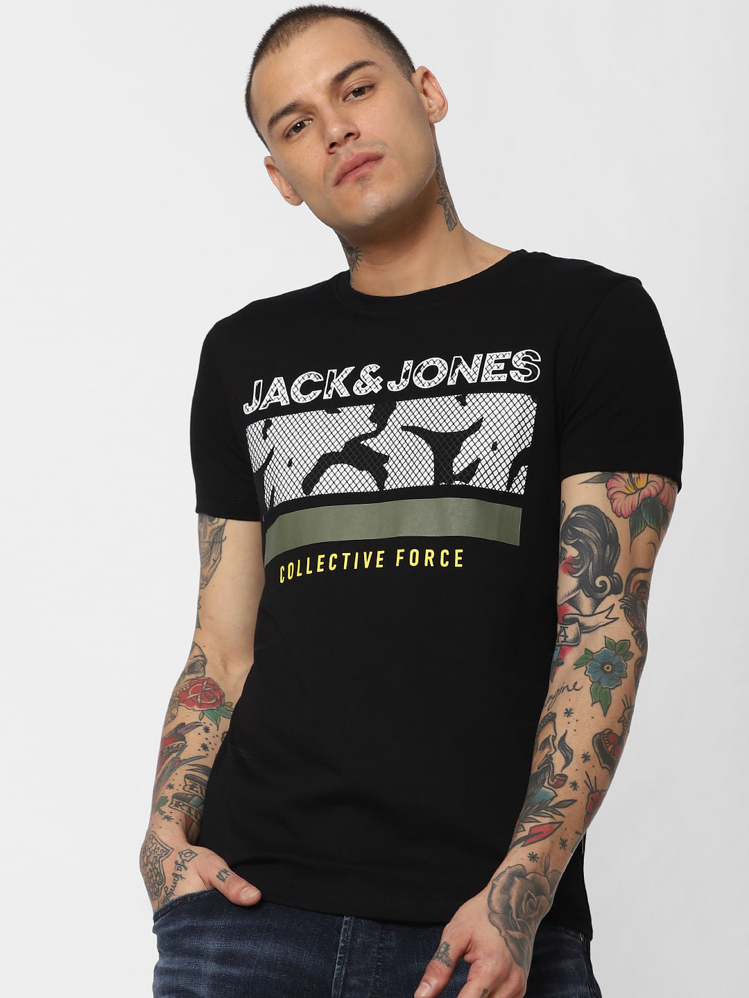 Black Typographic Print Crew Neck T-Shirt