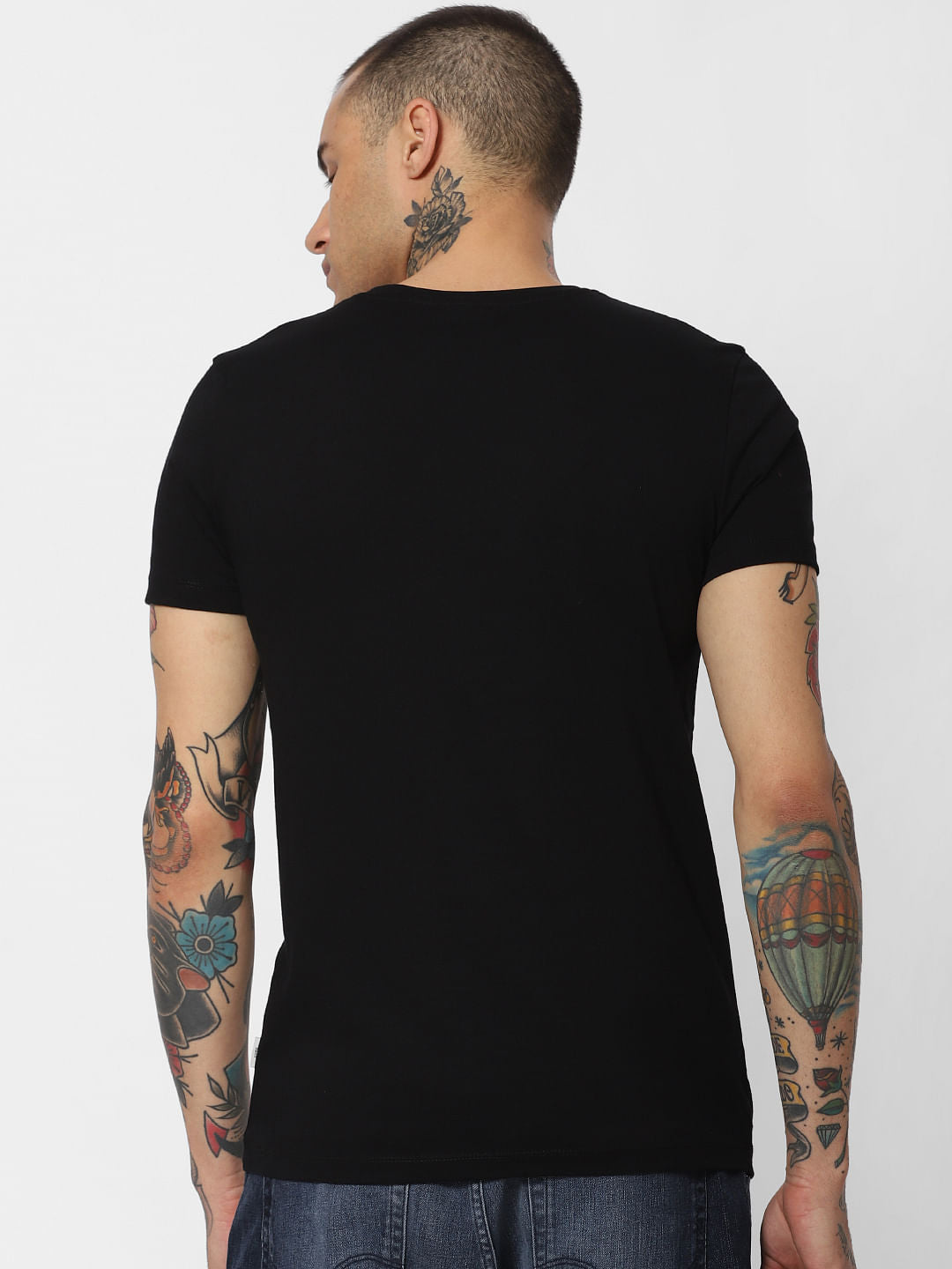 Black Typographic Print Crew Neck T-Shirt