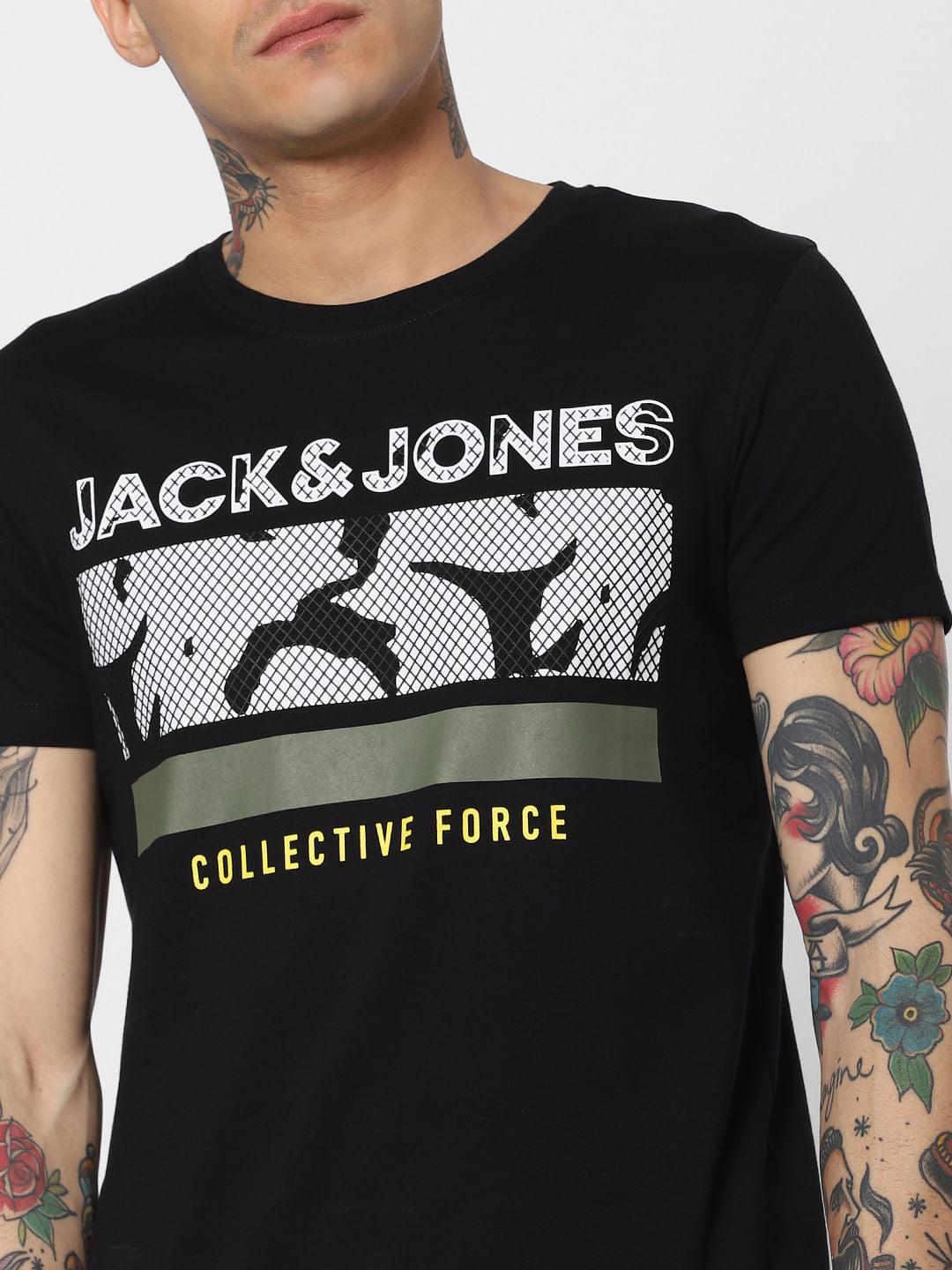 Black Typographic Print Crew Neck T-Shirt