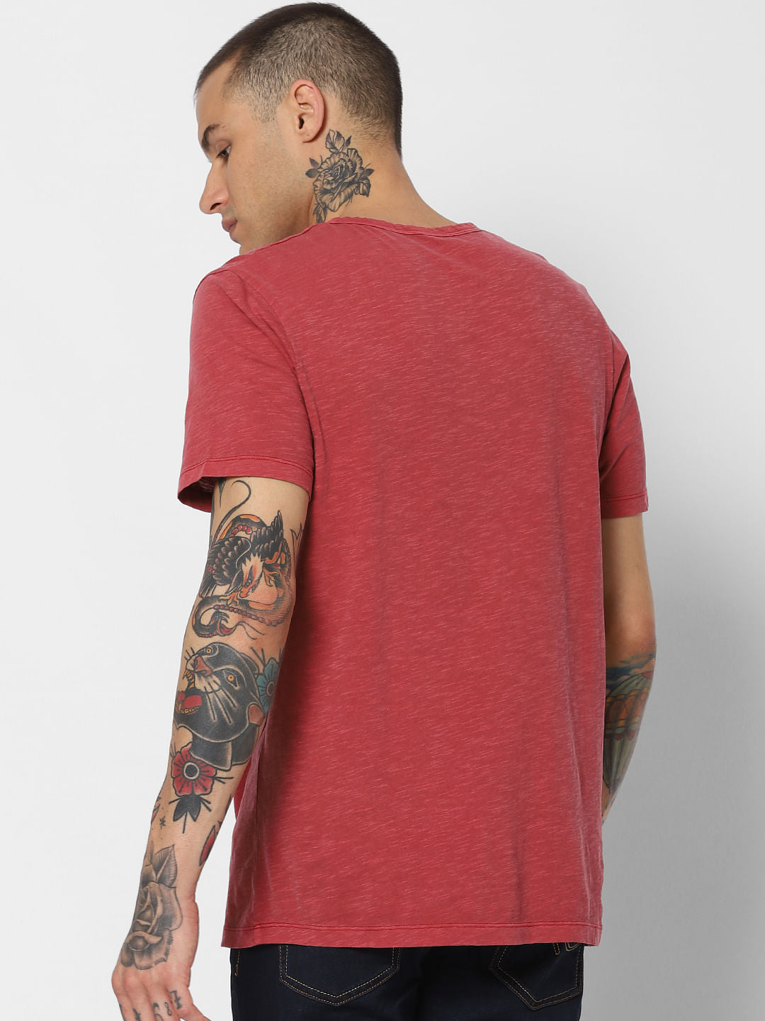 Red Washed Crew Neck T-Shirt