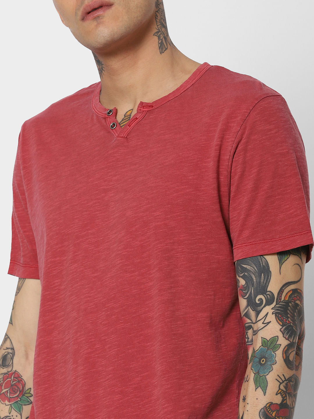 Red Washed Crew Neck T-Shirt