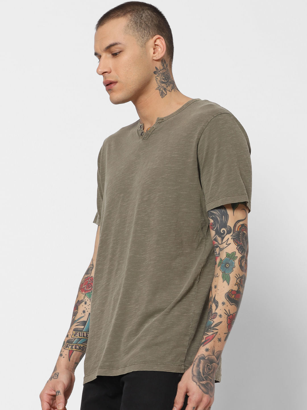 Green Washed Crew Neck T-Shirt