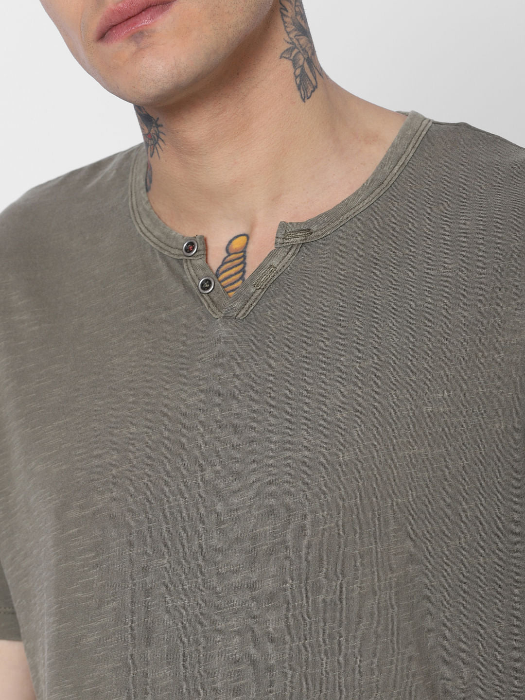 Green Washed Crew Neck T-Shirt