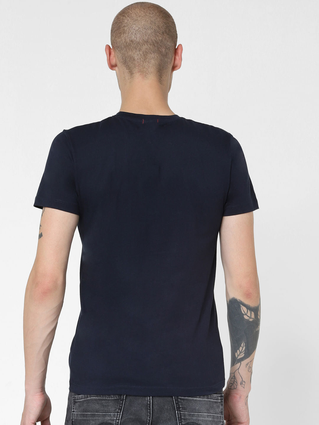 Navy Blue Graphic Print Crew Neck T-shirt