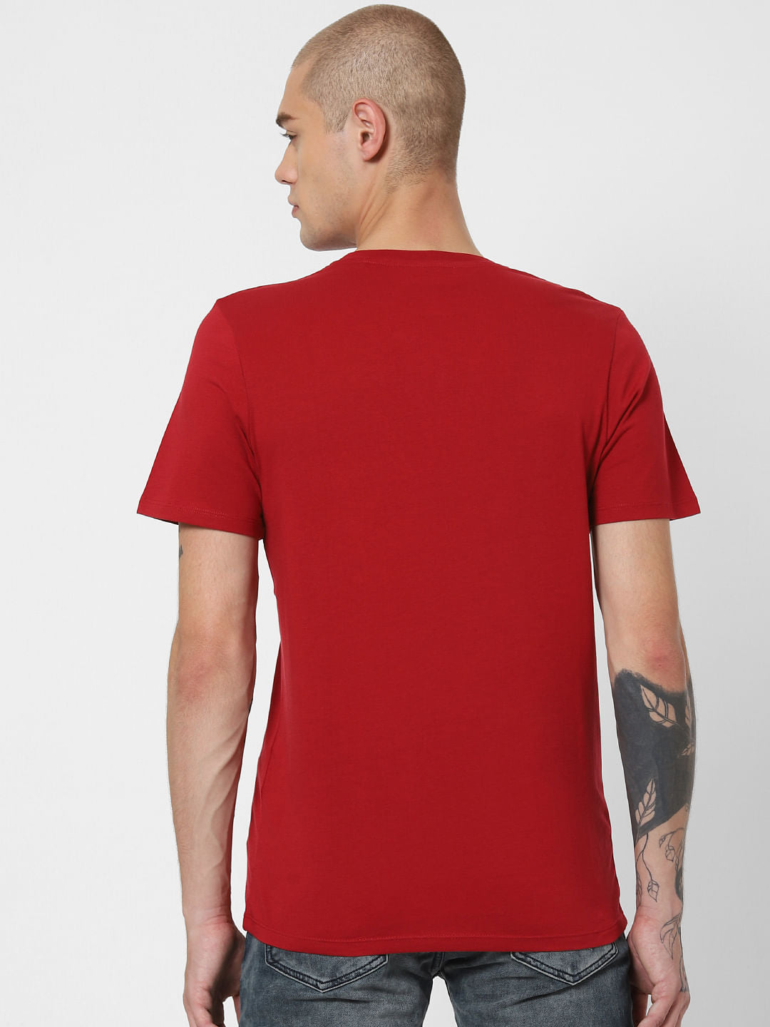 Red Logo Print Crew Neck T-Shirt