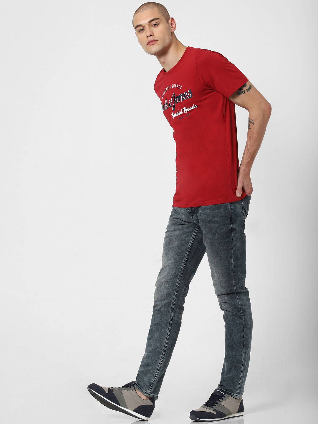 Red Logo Print Crew Neck T-Shirt
