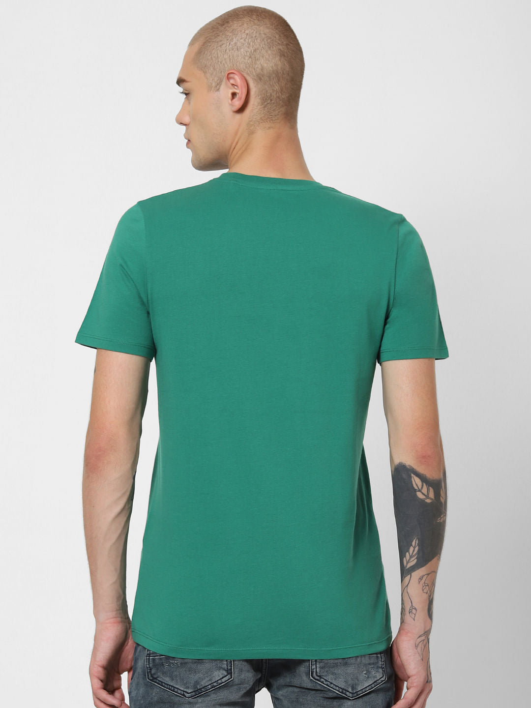 Green Logo Print Crew Neck T-Shirt
