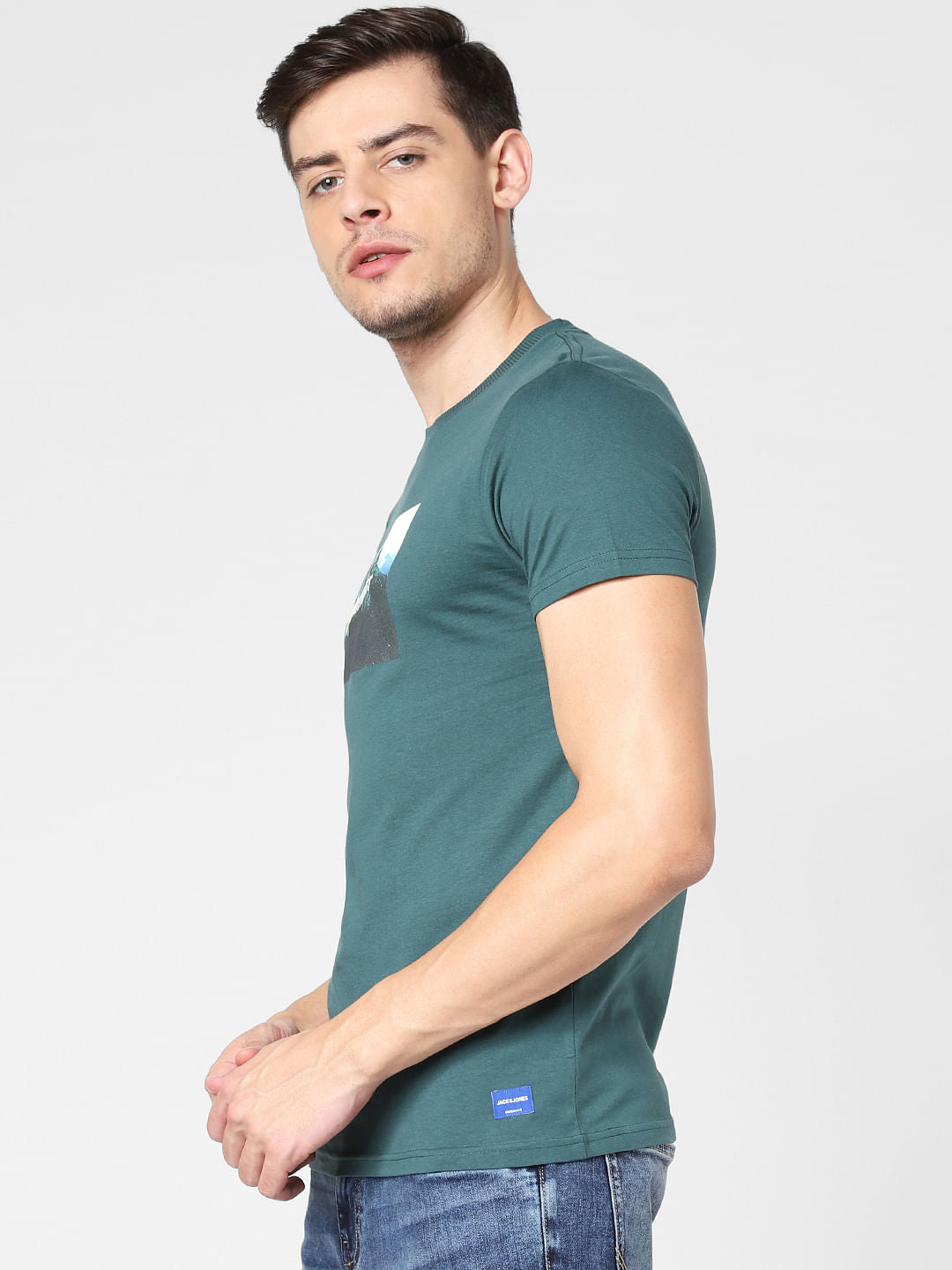 Green Graphic Print Crew Neck T-Shirt