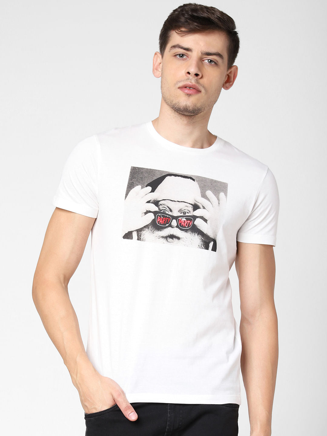 White Graphic Print Crew Neck T-Shirt