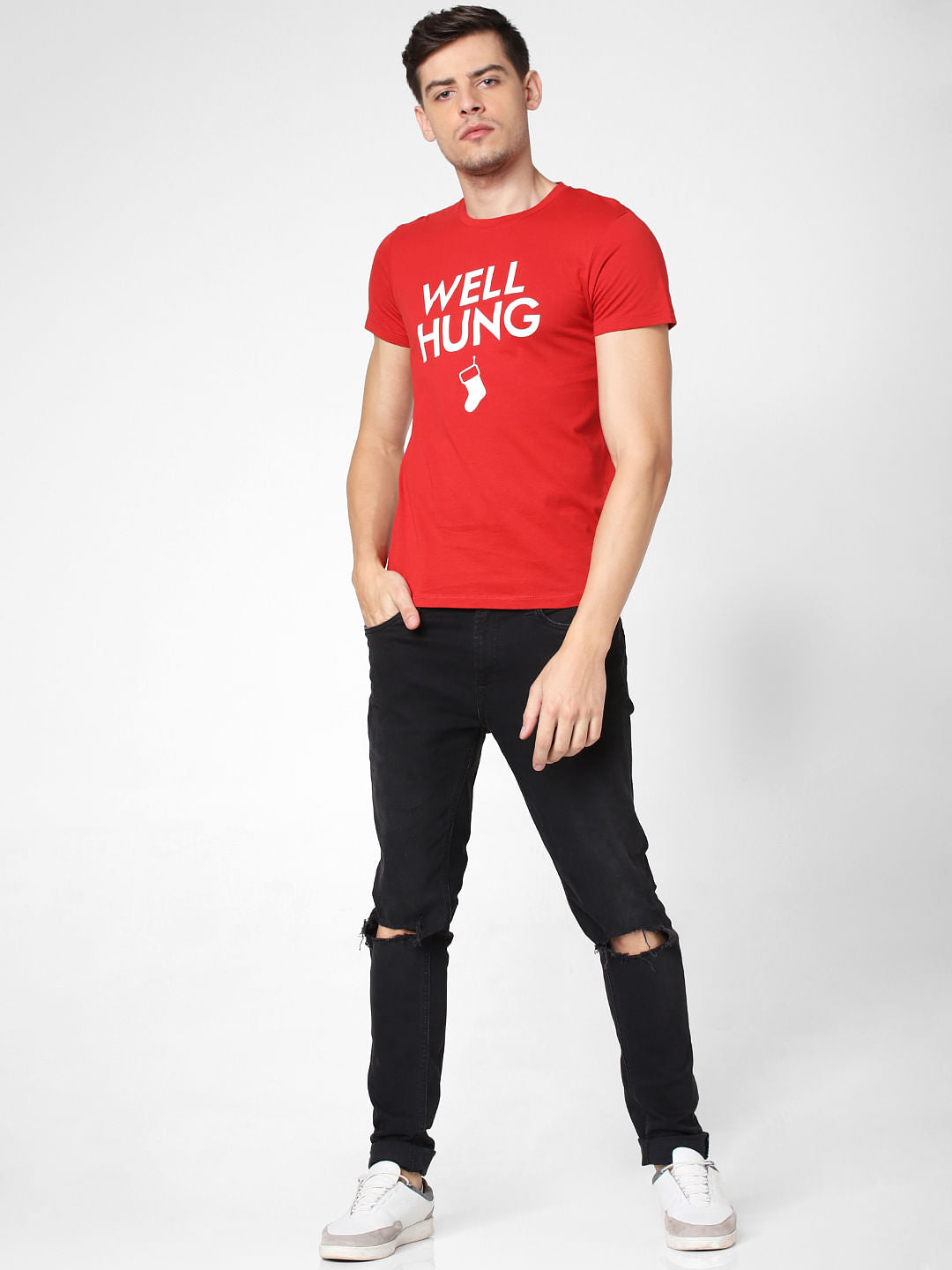 Red Well Hung Crew Neck T-Shirt