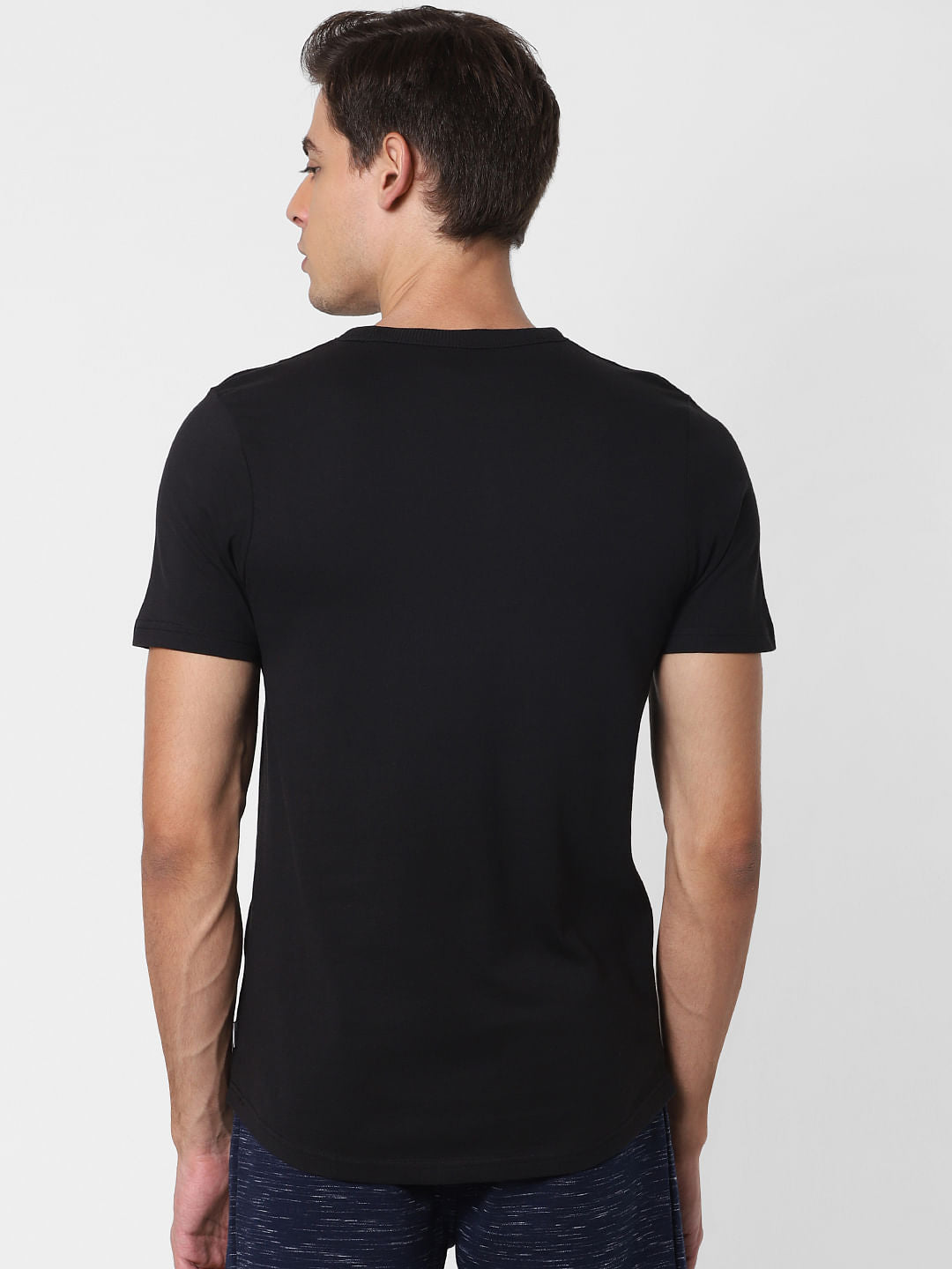 Black Check Patch Crew Neck T-Shirt