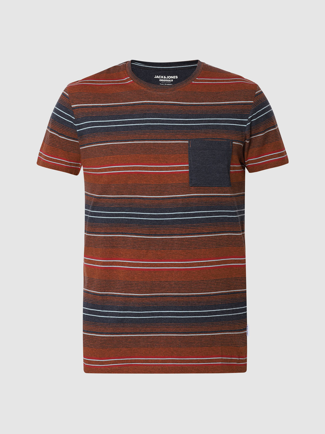Brown Striped Crew Neck T-Shirt