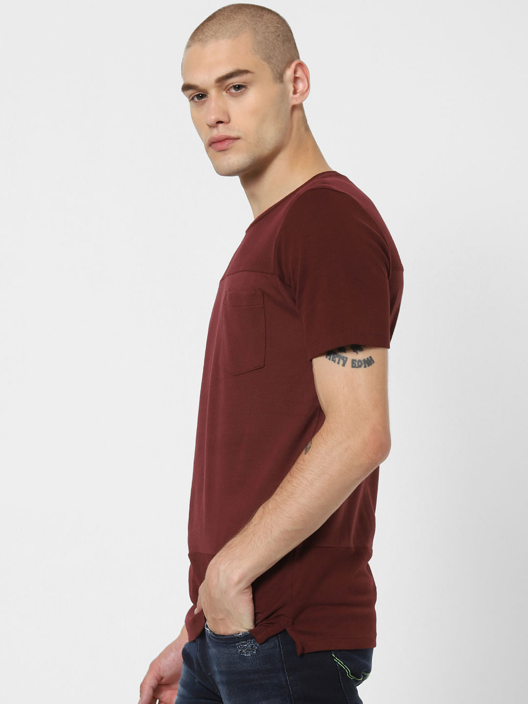 Burgundy Crew Neck T-shirt