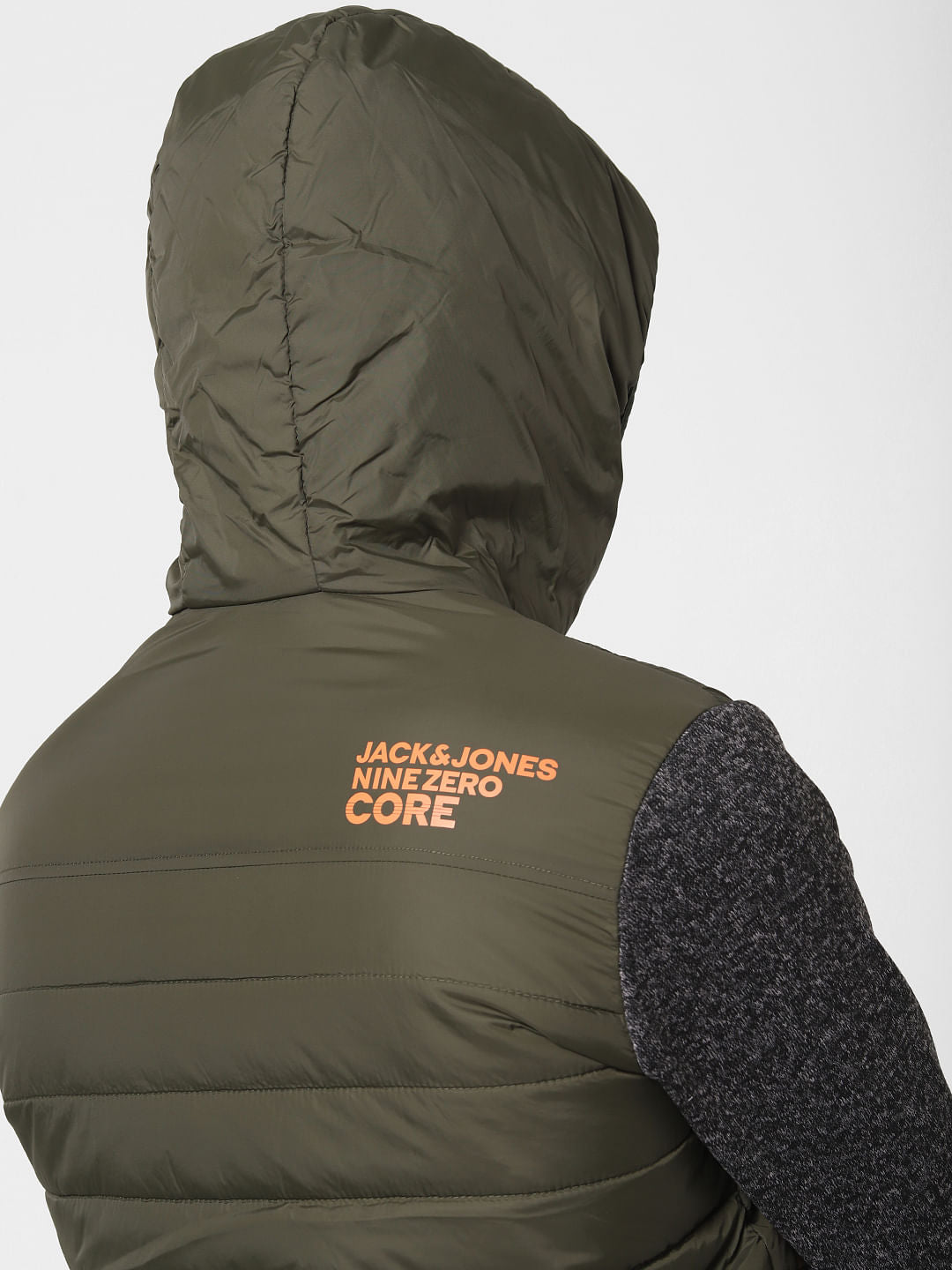 Green Colourblocked Puffer Jacket