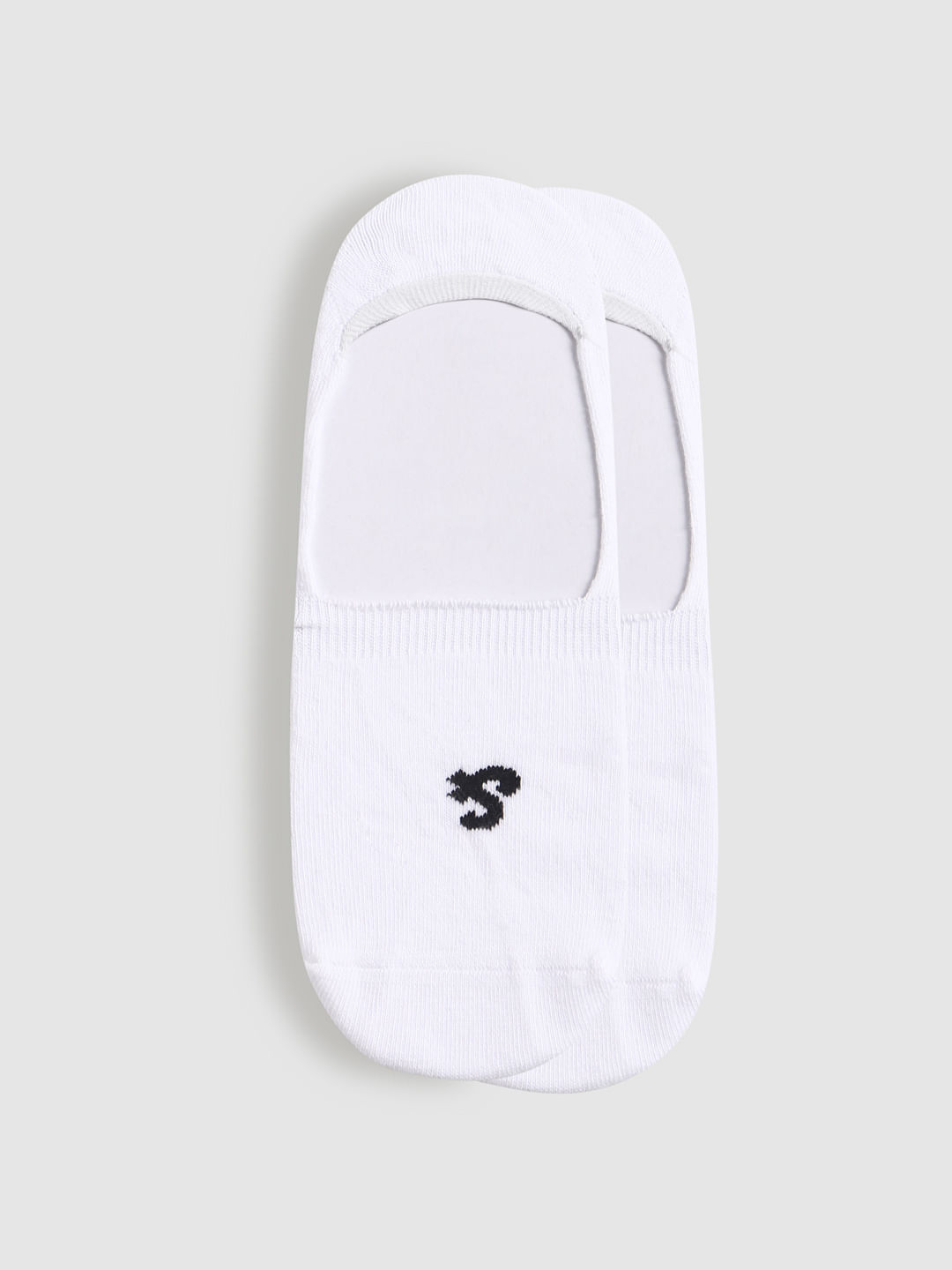 White Logo Print No Show Socks