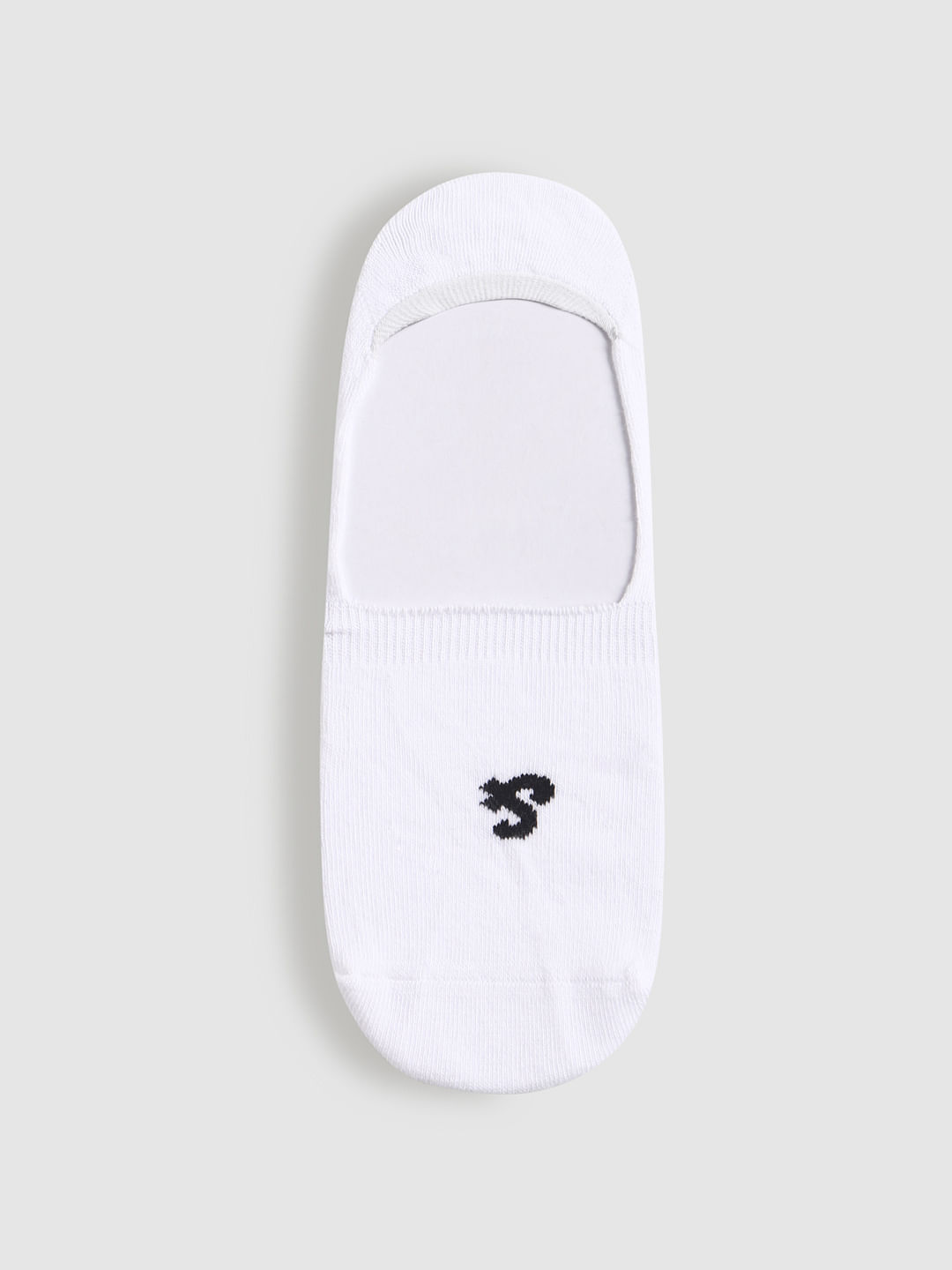 White Logo Print No Show Socks