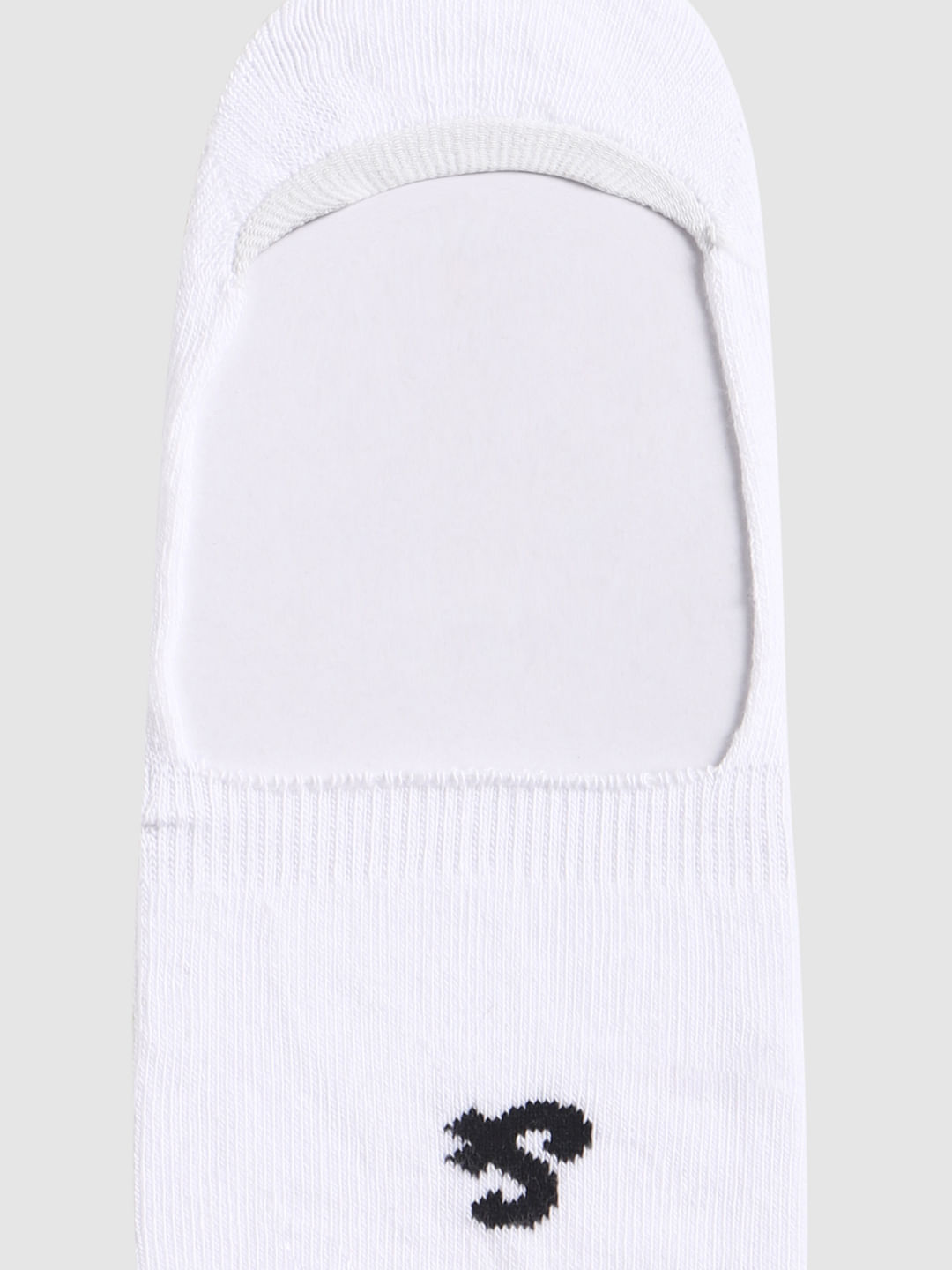 White Logo Print No Show Socks
