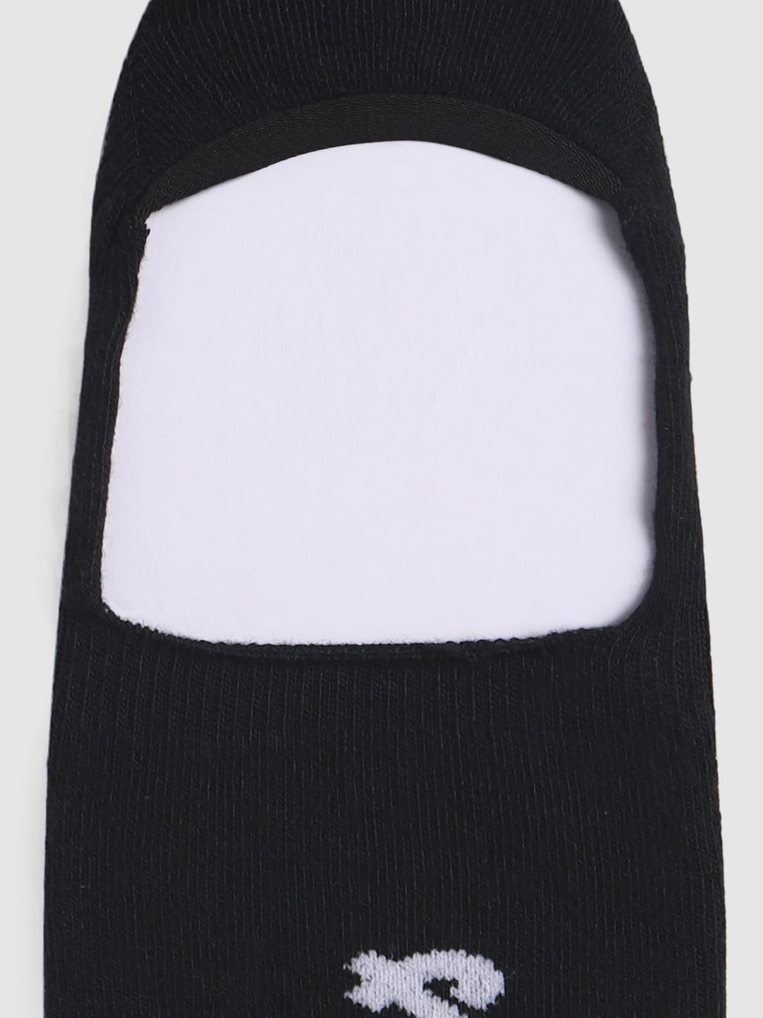 Black Logo Print No Show Socks