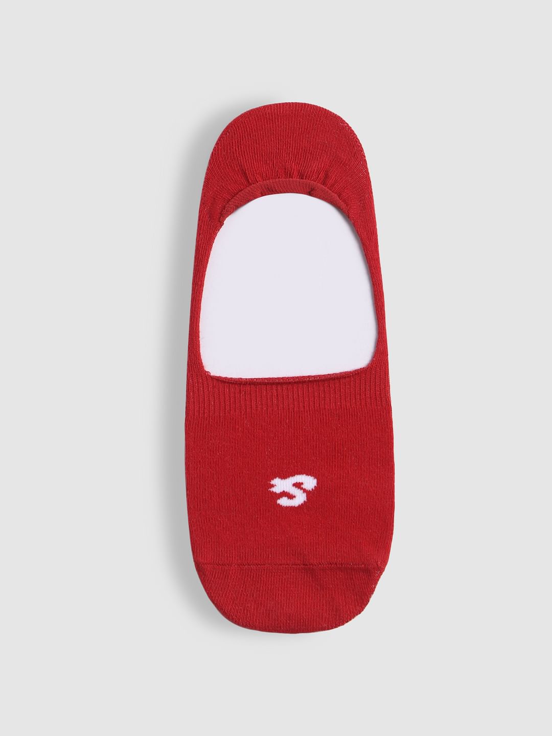 Red Logo Print No Show Socks