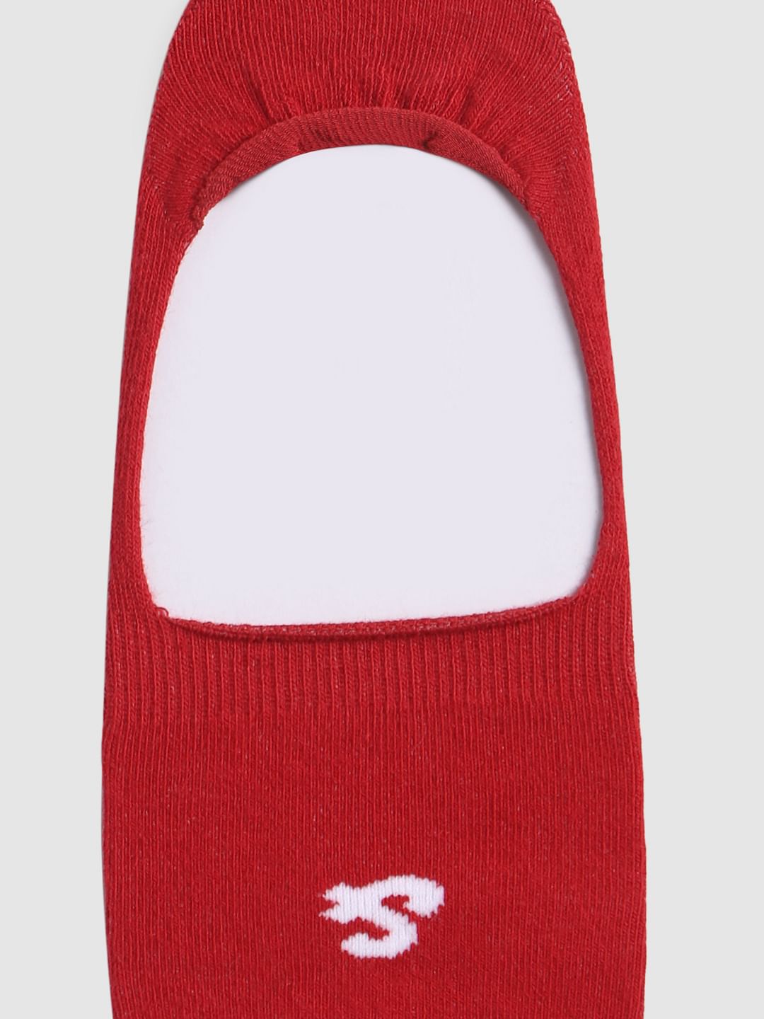 Red Logo Print No Show Socks