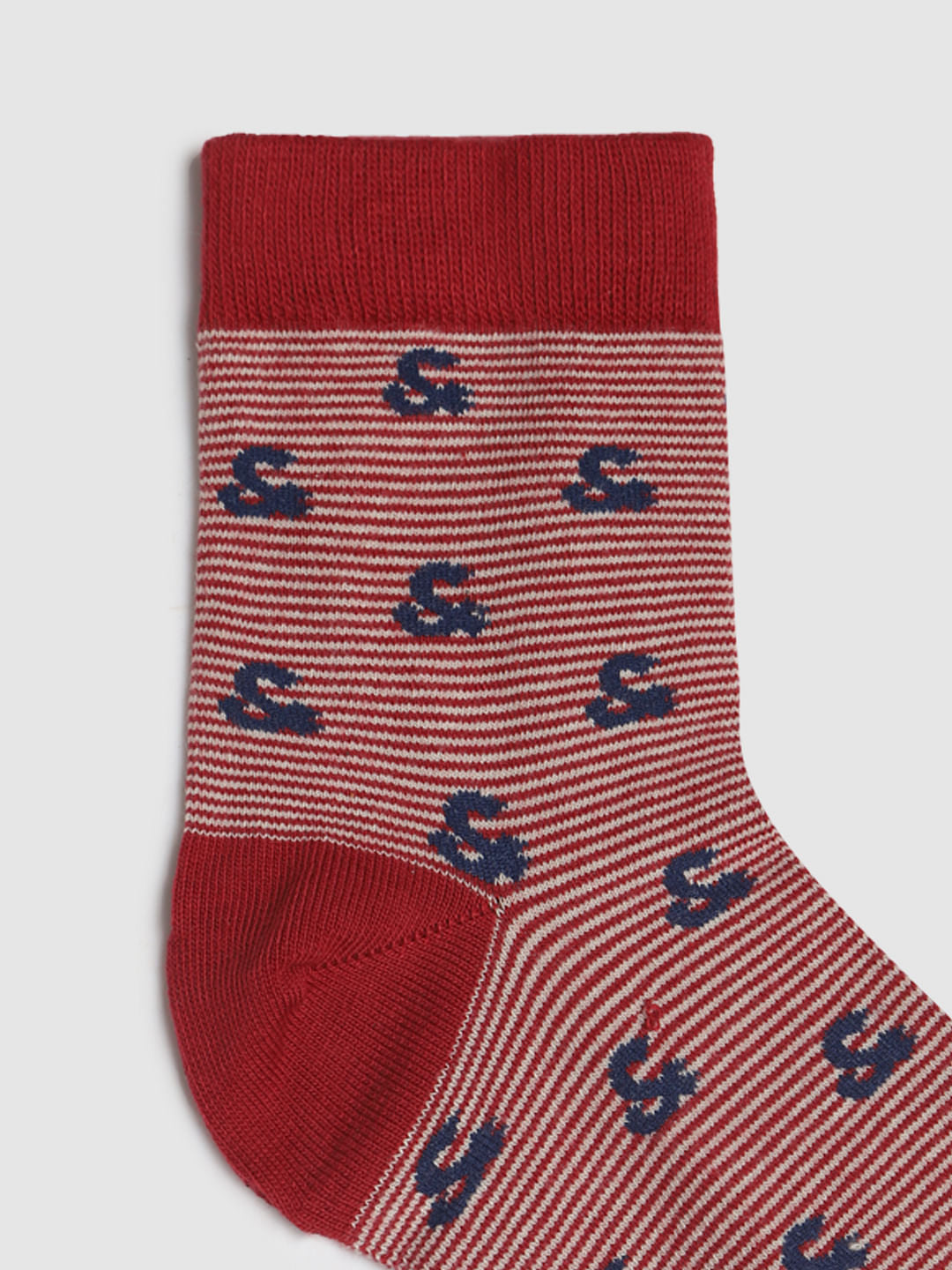 Red Printed Mid Calf Length Socks