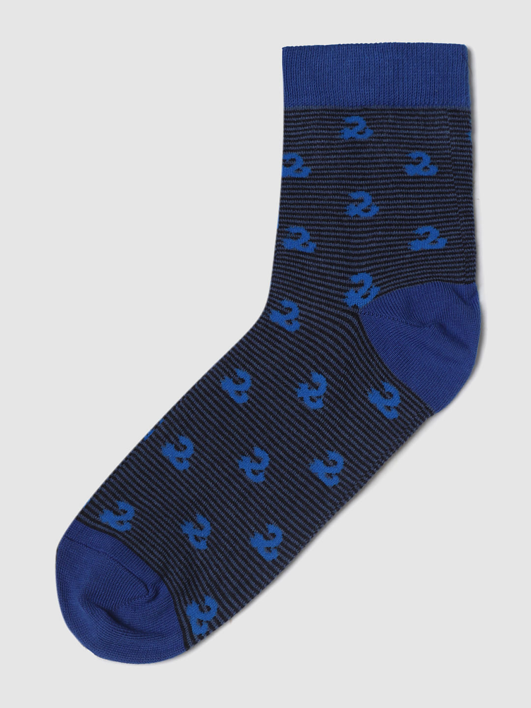 Blue Printed Mid Calf Length Socks