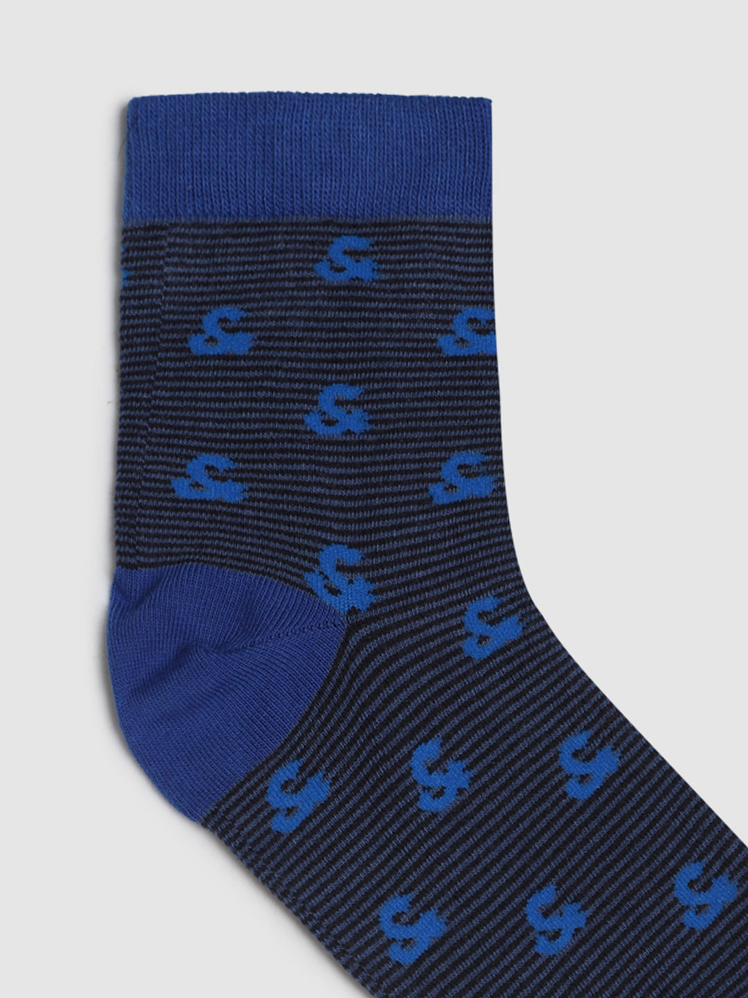Blue Printed Mid Calf Length Socks