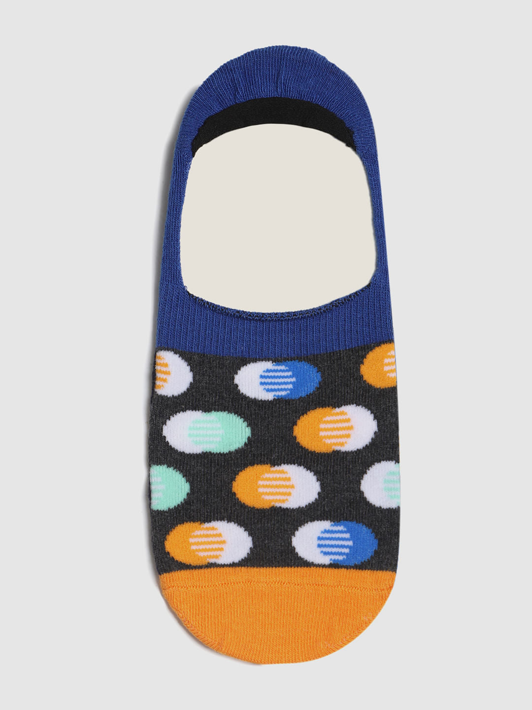 Blue Colourblocked No Show Socks