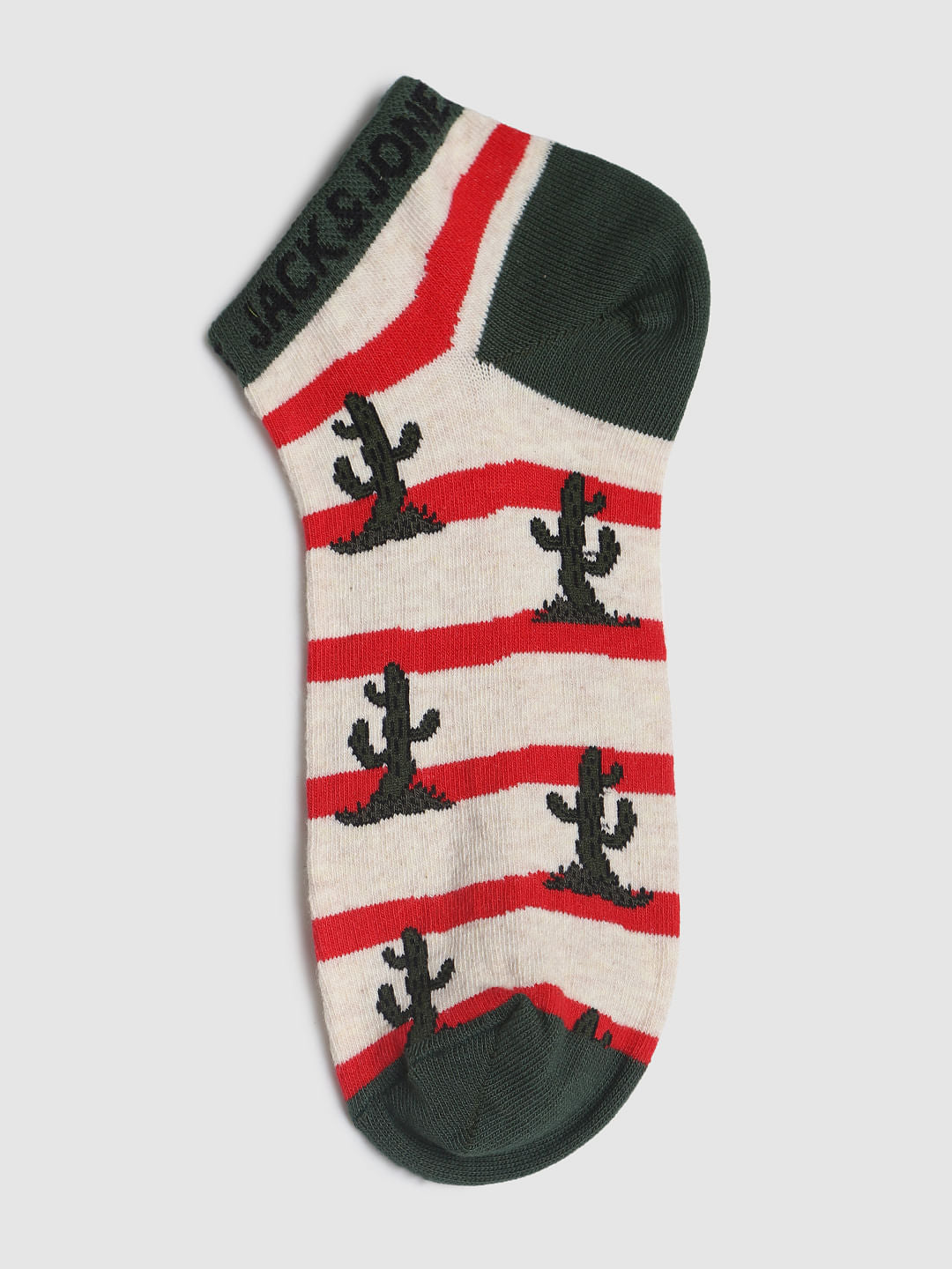 Green Striped Ankle Length Socks