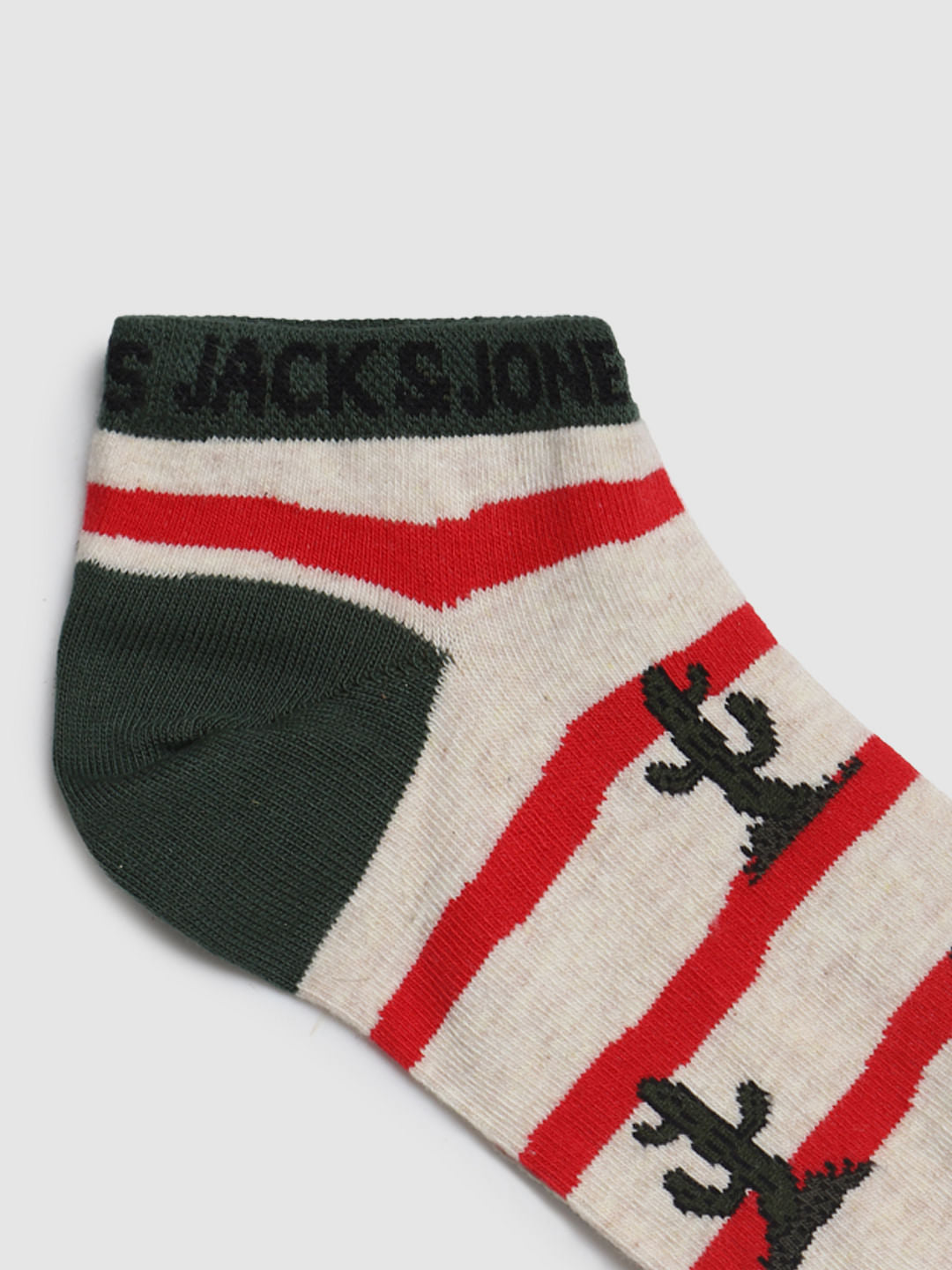 Green Striped Ankle Length Socks
