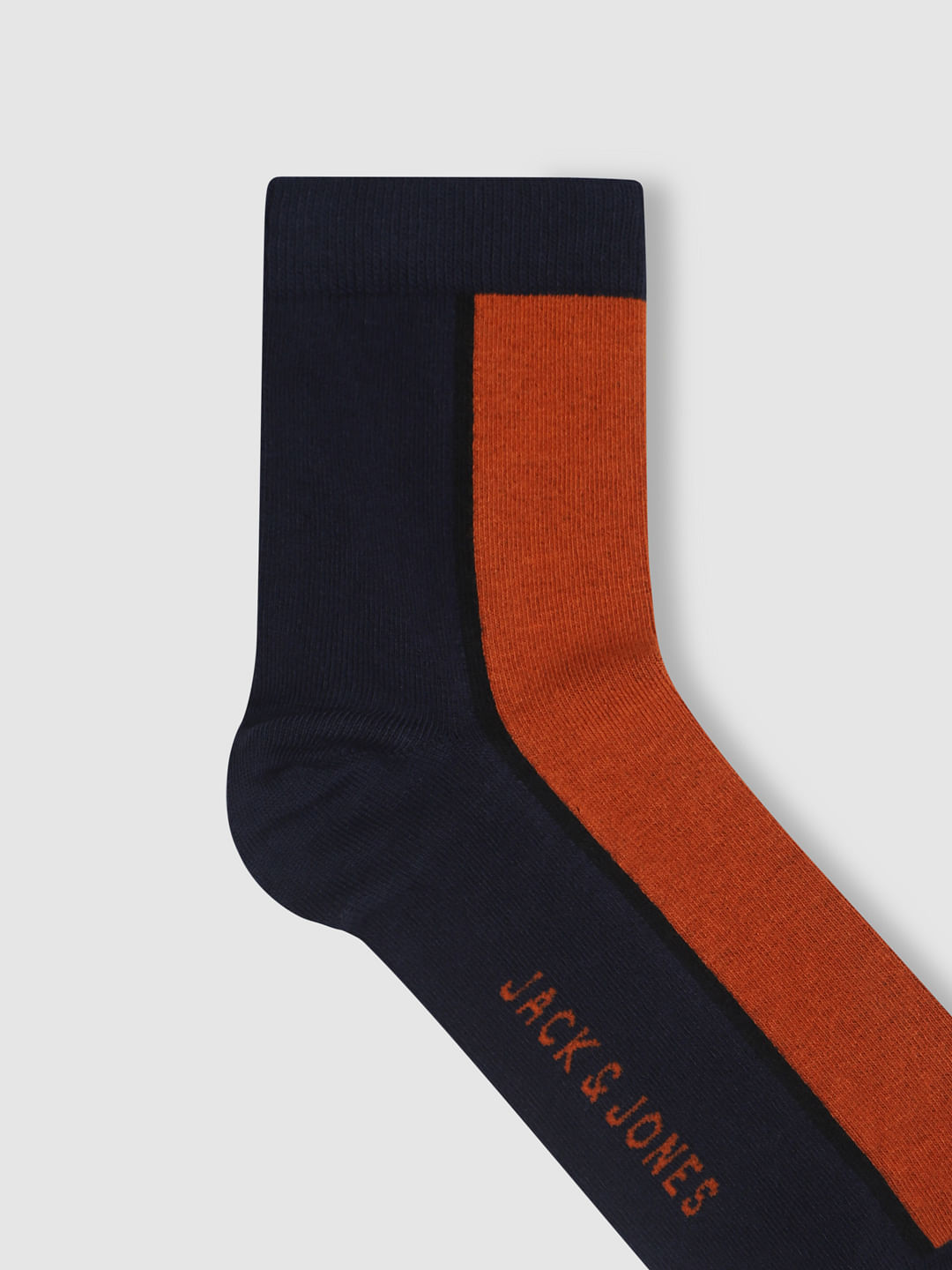 Navy Blue Colourblocked Mid Calf Length Socks
