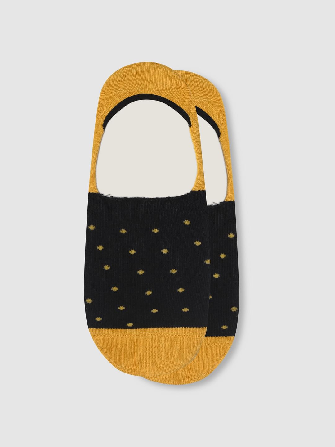 Yellow Colourblocked No Show Socks