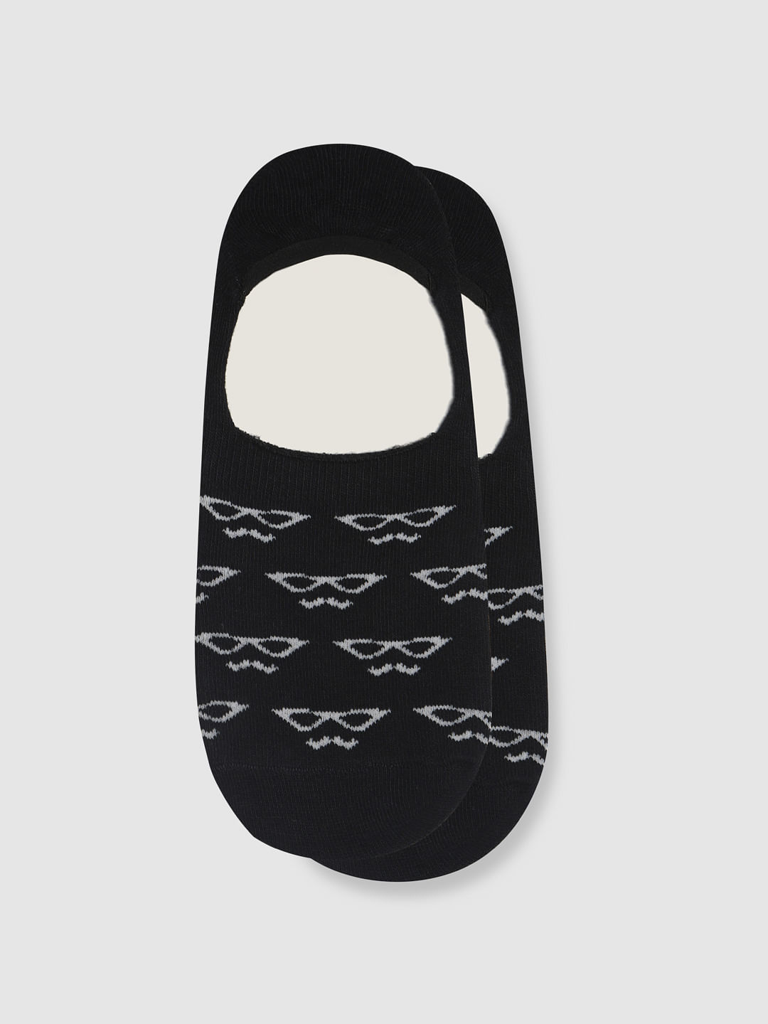 Black Printed No Show Socks