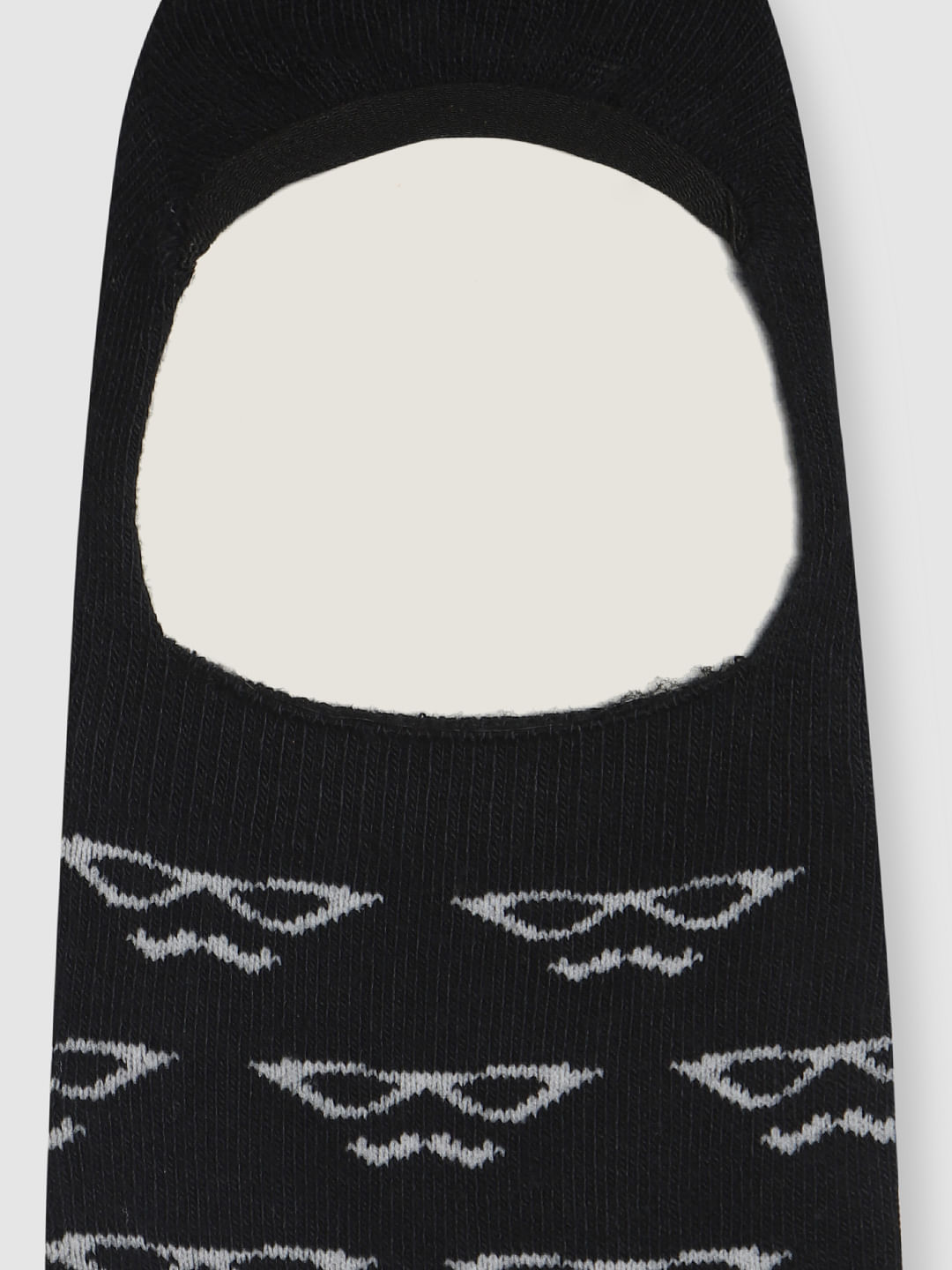 Black Printed No Show Socks