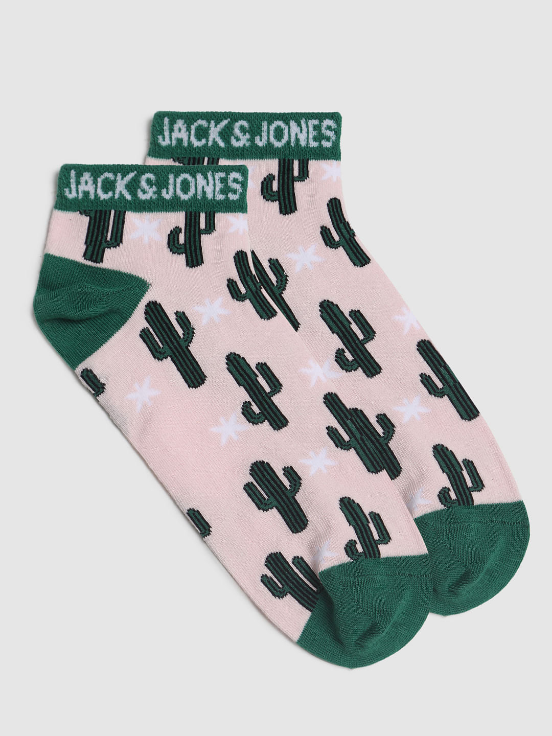 Pink Cactus Print Ankle Length Socks