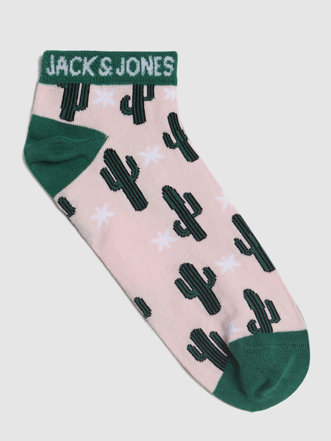 Pink Cactus Print Ankle Length Socks