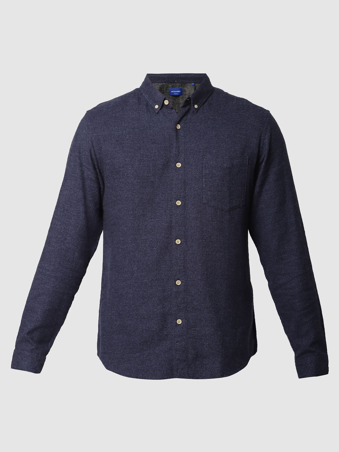 Navy Blue Printed Full Sleeves Shirt